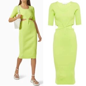 Jonathan Simkhai Collette Lemongrass Cutout Rib Knit Midi Dress